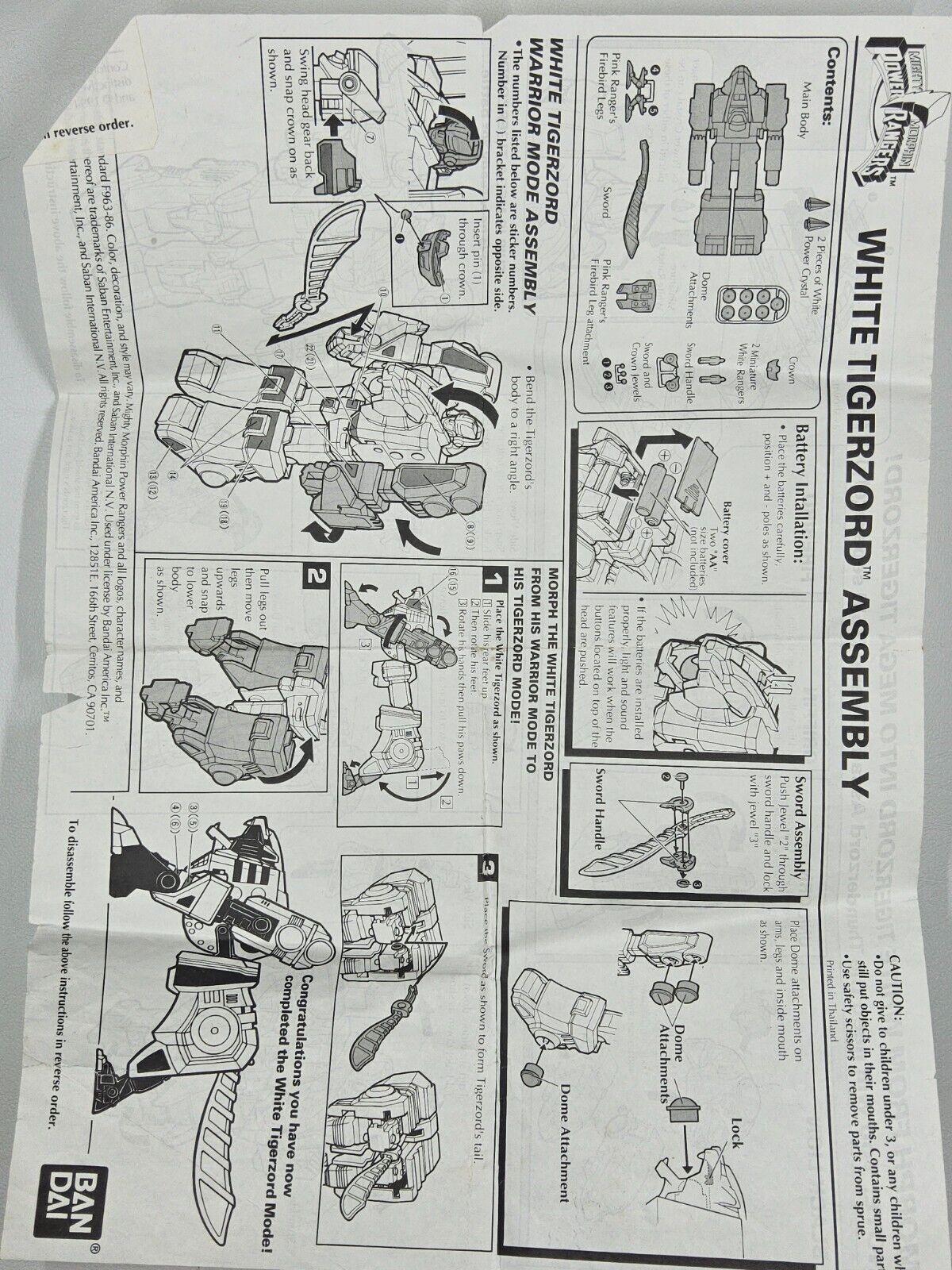 Power Rangers Tigerzord Instructions