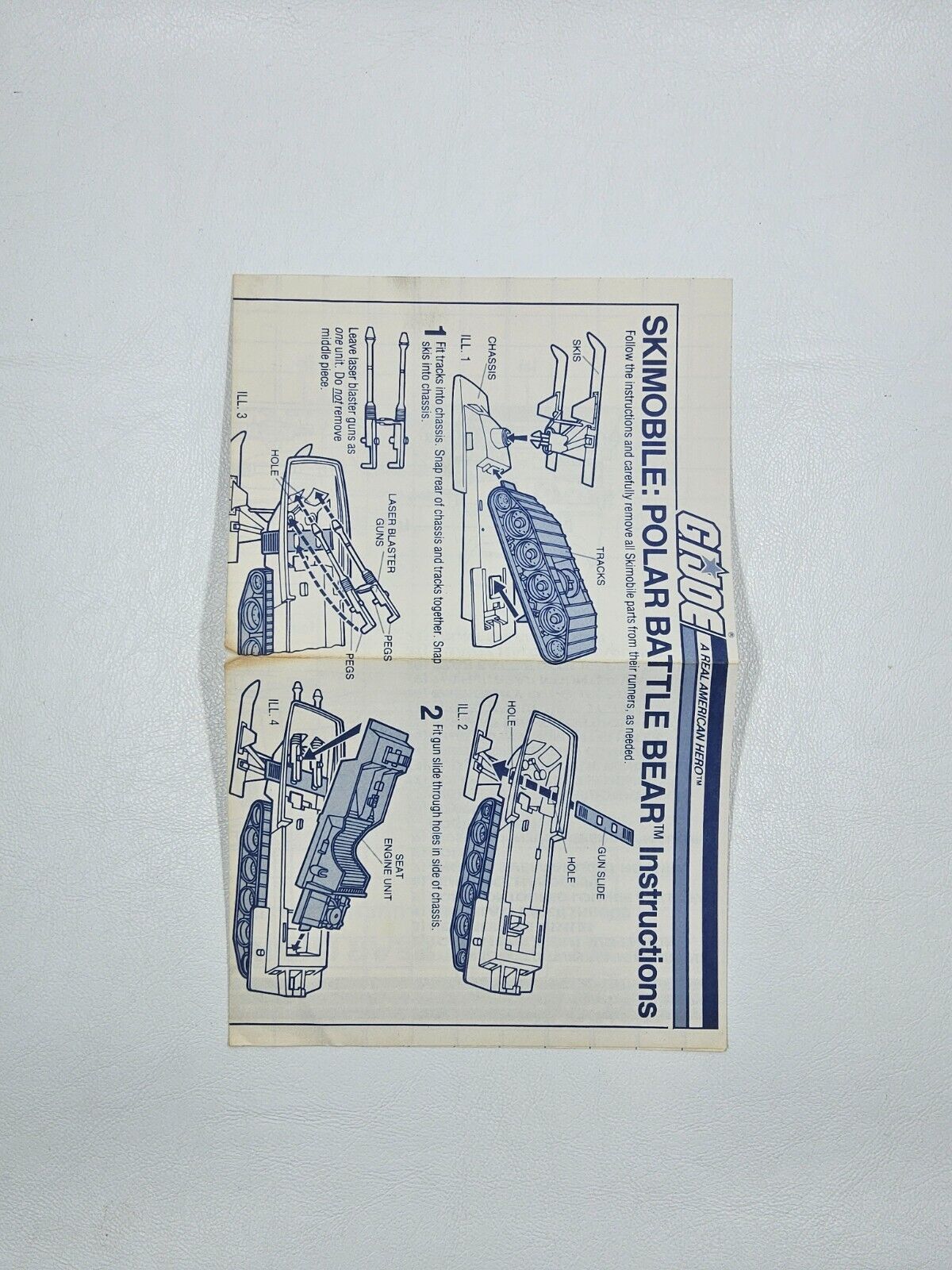 G.I. JOE VINTAGE Blue Print Instructions Polar Battle Bear (Skimobile)