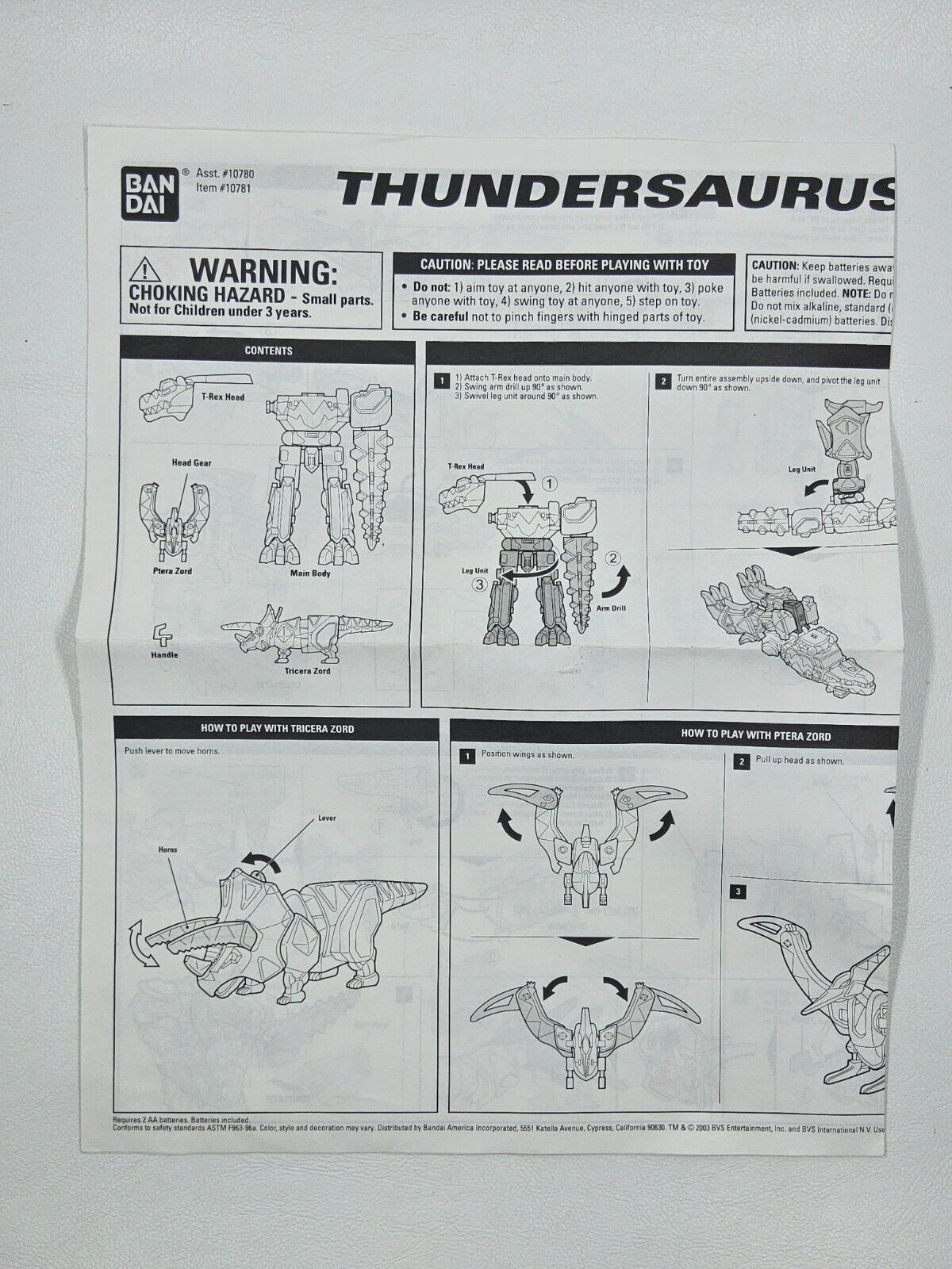 Power Rangers Thundersaurus Megazord Instructions