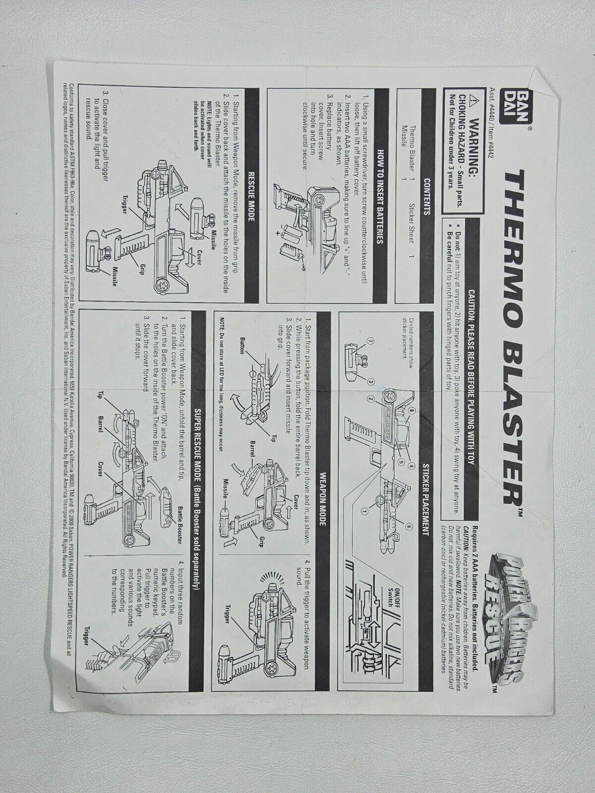 Power Rangers Thermo Blaster Instructions
