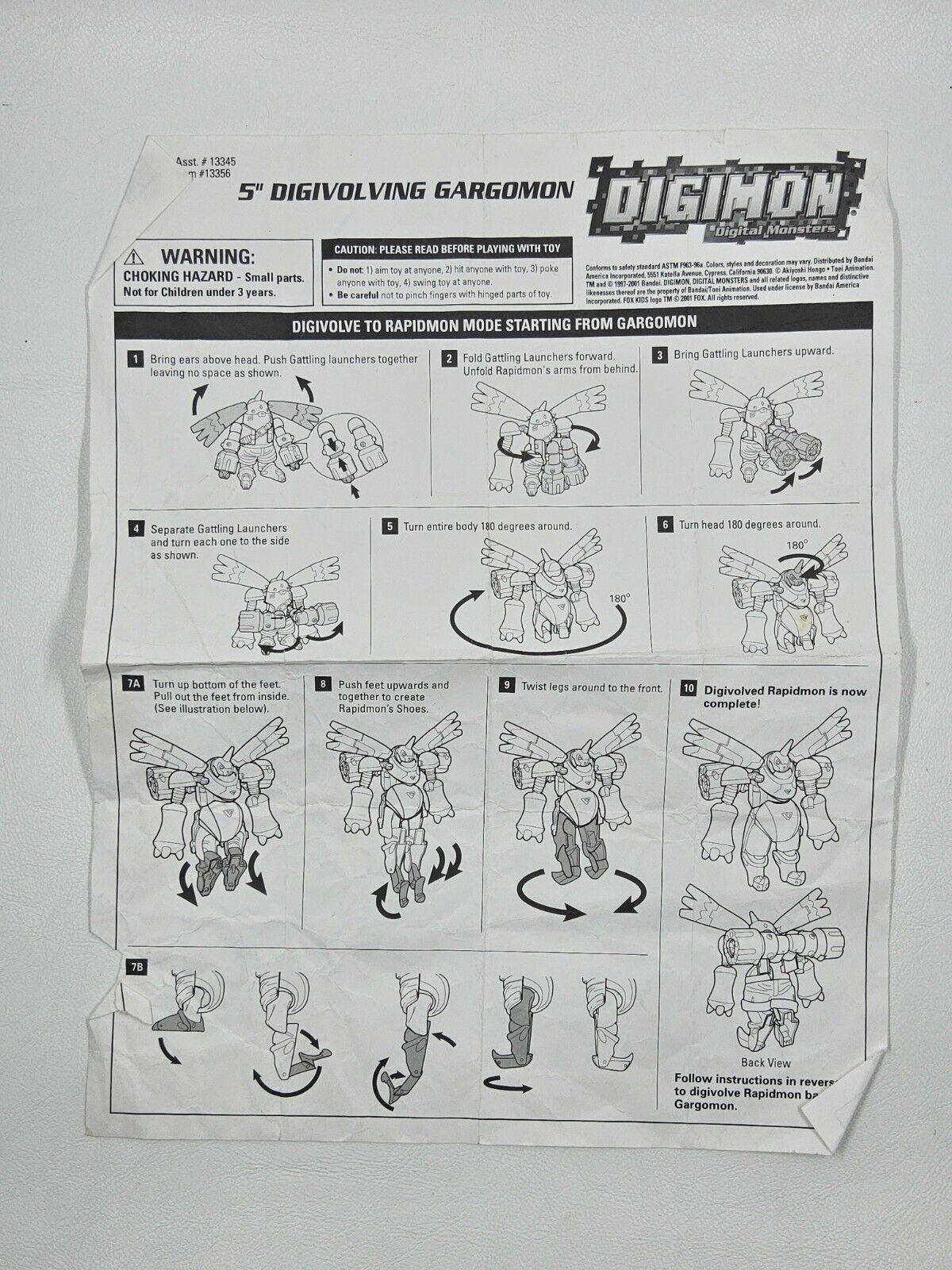 Digivolving Gargomon” Instruction Pamplet