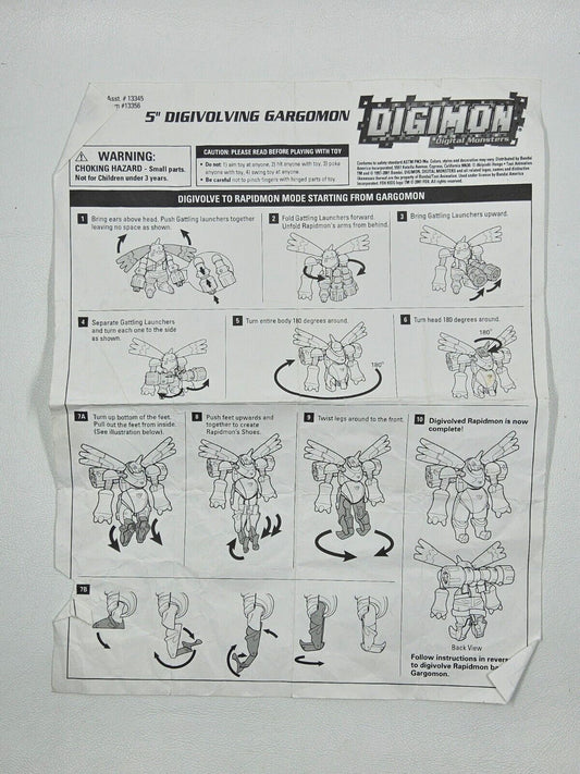 Digivolving Gargomon” Instruction Pamplet