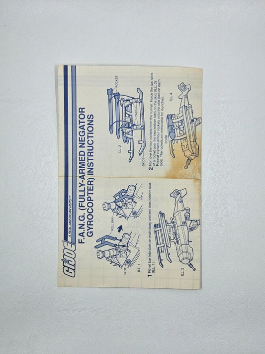 GI Joe Vehicle COBRA FANG BLUEPRINTS 1983 Original Instruction Sheet