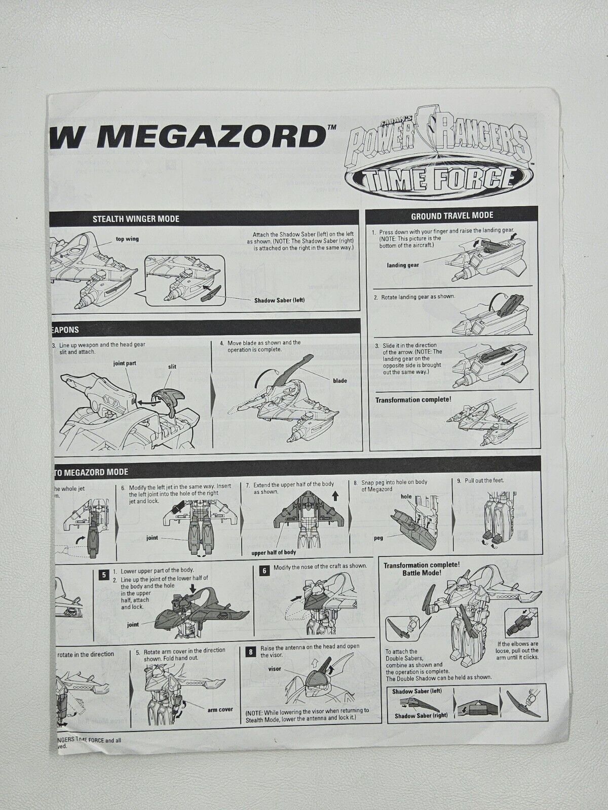 Power Rangers Shadow Megazord Instructions