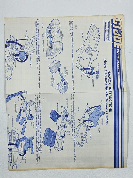 GI Joe 1986. HAVOC. Blueprints. Blue Prints / Instruction