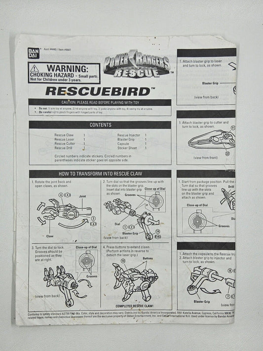 Power Rangers Rescuebird Instructions
