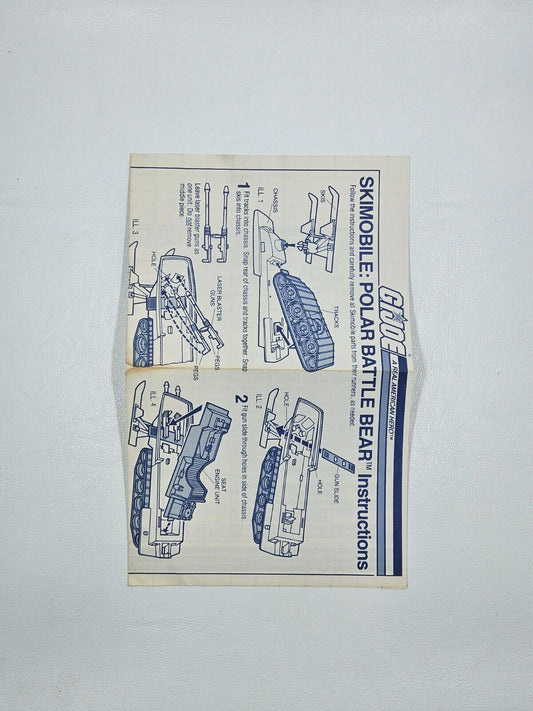 G.I. JOE VINTAGE Blue Print Instructions Polar Battle Bear (Skimobile)