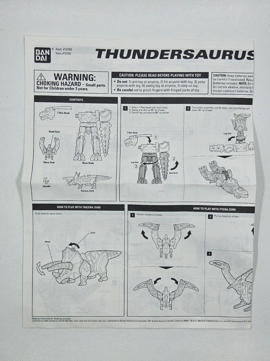 Power Rangers Thundersaurus Megazord Instructions