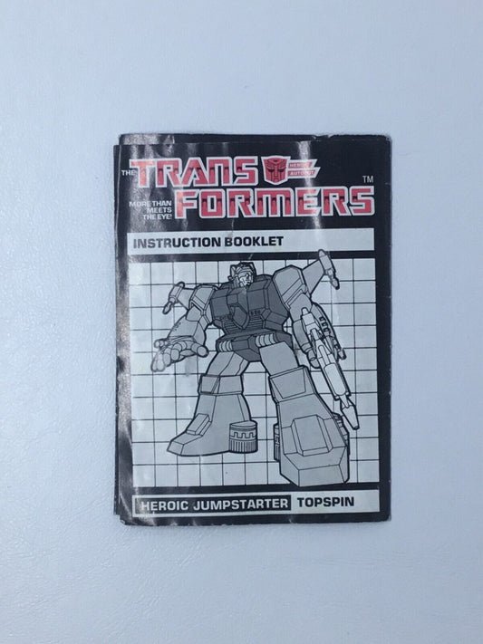 TOPSPIN Instructions Manual Booklet 1985 Hasbro G1 Transformers Vintage Figure