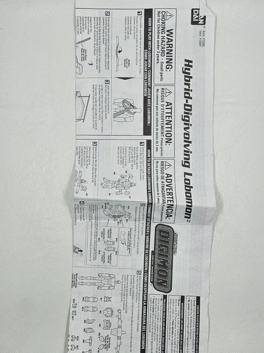 Imperialdramon Digimon Digivolving hybrid Lobomon” Instruction Pamplet